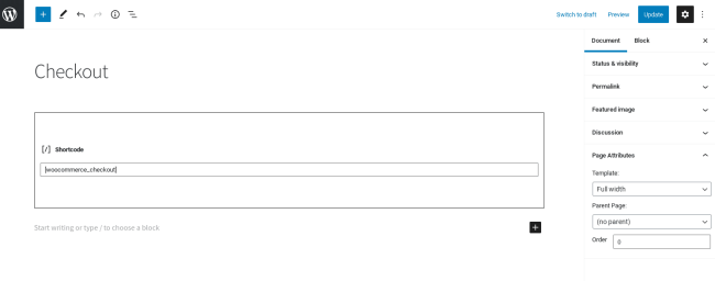 WooCommerce Checkout page shortcode