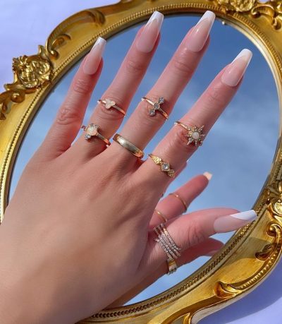 beautiful hands with shyning press on nails