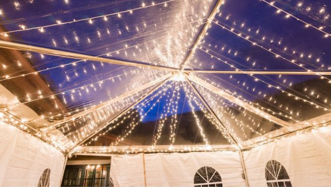 How do you hang lights in a party tent